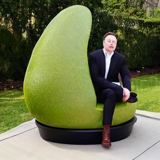 Image similar to elon musk as an avocado chair