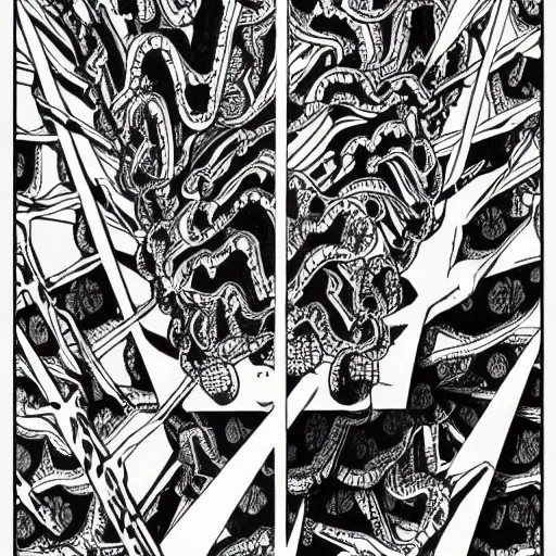 Image similar to ultrarealistic pop art poster from mangaka junji ito, intricate details, sharp details, perfect baroque like real project, symmetrical