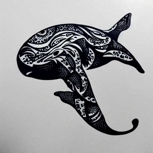 Image similar to tattoo design, stencil, whale