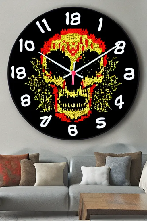 Prompt: scary skull clocks, animated in 8 bit 9 0's