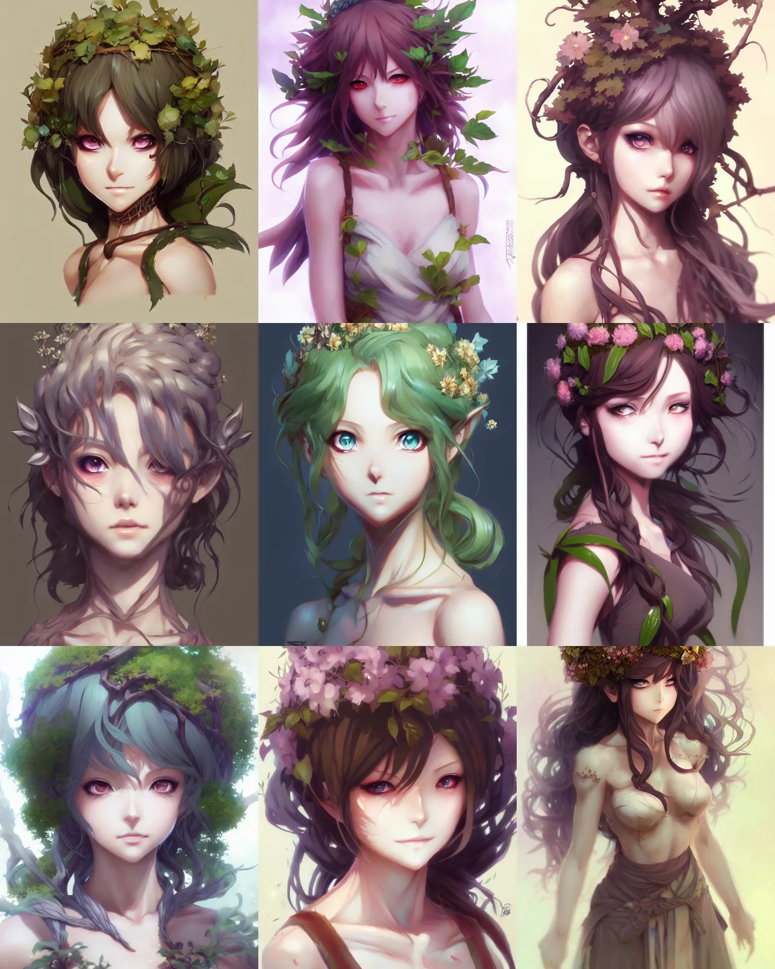 Prompt: Character concept art of an anime dryad || cute-fine-face, pretty face, realistic shaded Perfect face, fine details by Stanley Artgerm Lau, WLOP, Rossdraws, James Jean, Andrei Riabovitchev, Marc Simonetti, and Sakimichan, tranding on artstation