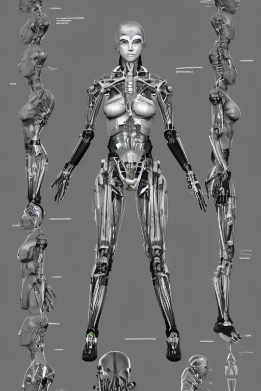 Image similar to symmetry!! full body female human anatomy concept, cybernetic implants, gun metal grey, mechanized limbs, muscular system reference, digital art, in the style of ben lol, brian sum, ramil sunga, herbert lowis, furio tedesschi, christopher cao, artstation, pinterest, deviantart, photoshop, octane render, unreal engine