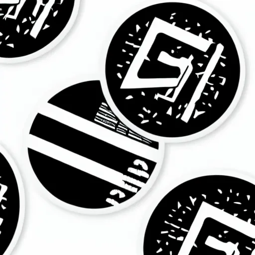 Image similar to black on white graphic design single sticker in style of david rudnick, eric hu, guccimaze, acid, y 2 k, 4 k sharpening,