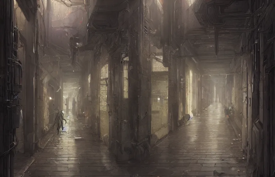 Prompt: a hyper detailed background of an anime school hallway, by dorian cleavenger, greg rutkowski, wlop, astri lohne, zdzisław beksinski trending on artstation