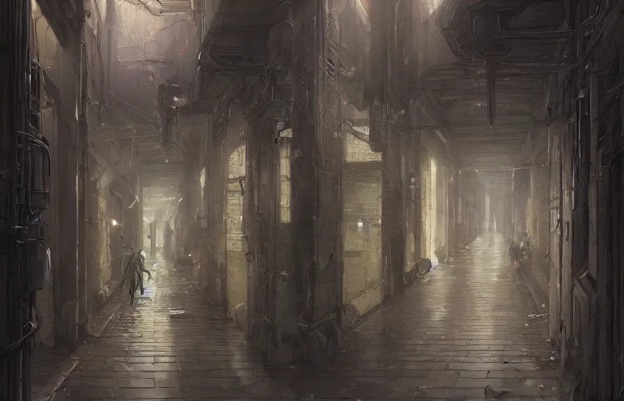 Image similar to a hyper detailed background of an anime school hallway, by dorian cleavenger, greg rutkowski, wlop, astri lohne, zdzisław beksinski trending on artstation