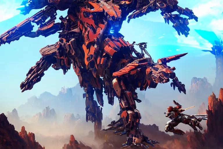 Image similar to strider machine mecha animal beast robot of horizon forbidden west horizon zero dawn bioluminiscence global illumination ray tracing hdr fanart arstation by sung choi and eric pfeiffer and gabriel garza and casper konefal