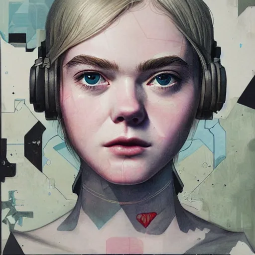 Prompt: Elle Fanning in Halo Reach picture by Sachin Teng, asymmetrical, dark vibes, Realistic Painting , Organic painting, Matte Painting, geometric shapes, hard edges, graffiti, street art:2 by Sachin Teng:4