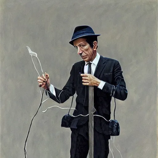 Image similar to portrait of leonard cohen, by Frank McCarthy