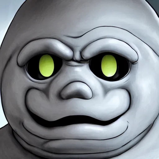 Prompt: michelin man, closeup face, angry, screaming, bloodshot eyes, highly detailed