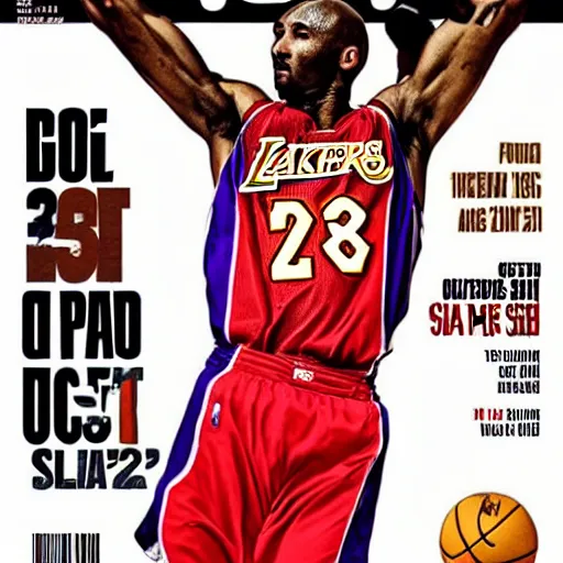 Prompt: basket ball shot kobe slam dunk magazine cover 🔥 🔥 🔥 🔥