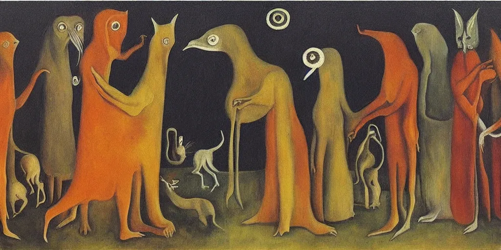 Image similar to disease decimating a global population, animals ruling the world, beautiful painting by leonora carrington