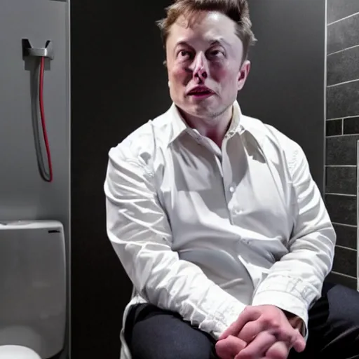 Image similar to elon musk sitting on toilet, but elon musk is yoda seat