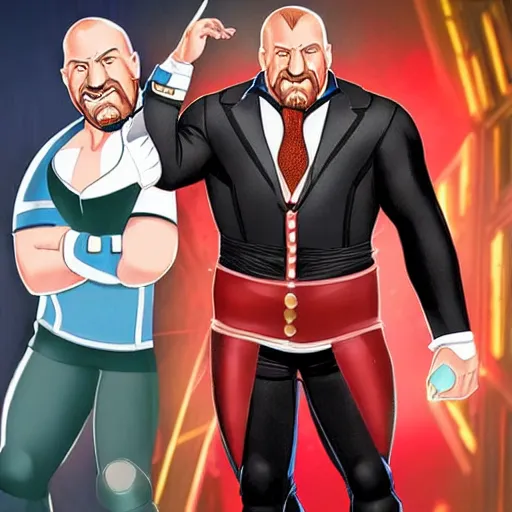 Image similar to Full body picture of Triple H as a Disney character in his in-ring gear, Disney, cartoon, Disney style