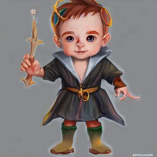 Image similar to baby wizard, character design, trending on artstation, 8k