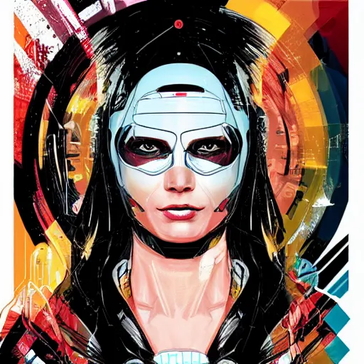 Image similar to portrait of a female android, by MARVEL comics and Sandra Chevrier