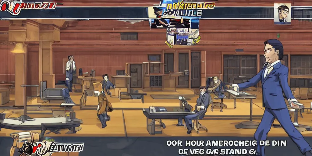 Image similar to saul goodman, phoenix wright ace attorney screenshot, nintendo ds, hq sprite