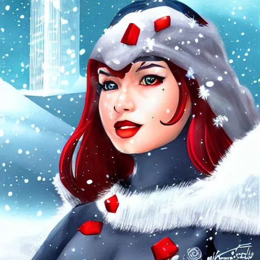 Image similar to winter superhero character portrait inspired by Artgerm,