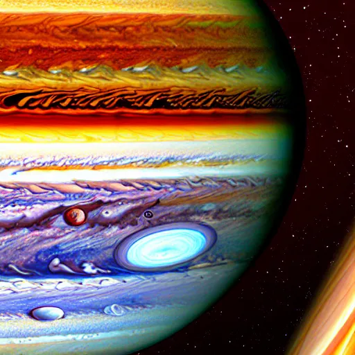 Image similar to an astronaut inside jupiter