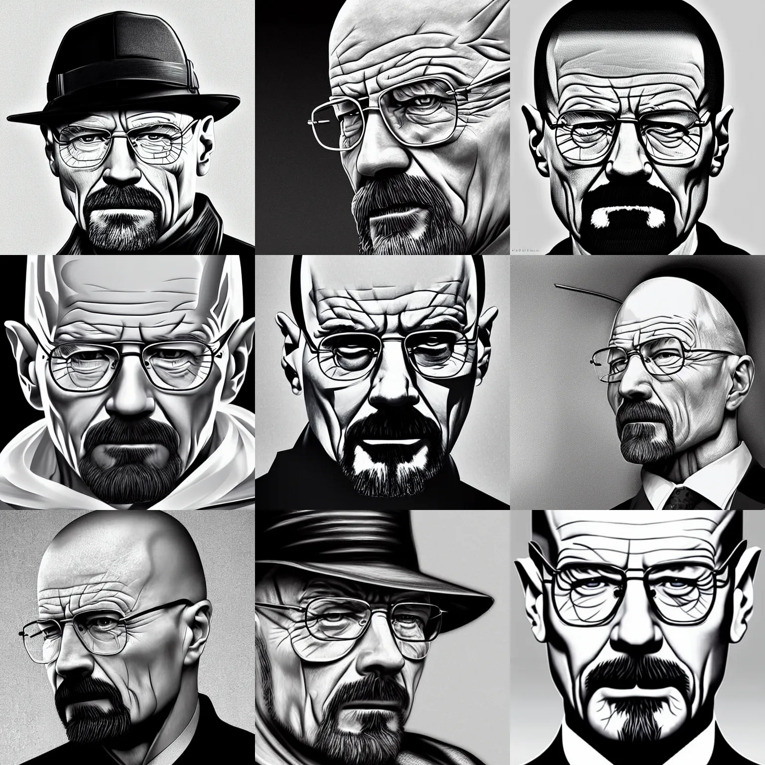 Prompt: 2. 5 d digital art drawing of walter white, detailed, sharp