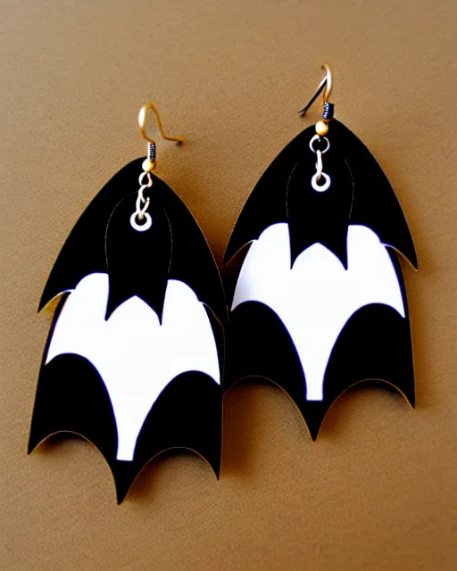 Image similar to spooky cartoon bat, 2 d lasercut earrings,