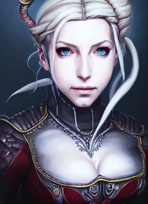 Image similar to a portrait of quistis trepe an ultrafine detailed painting, detailed painting, detailed eyes!!, final fantasy octopath traveler lovecraft ghibly