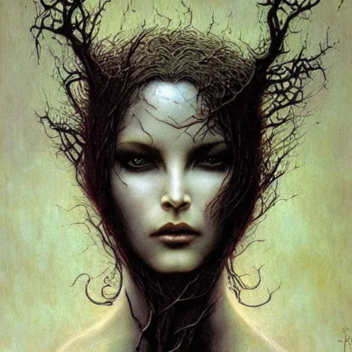 Prompt: liliana vess, fully clothed, highly detailed, masterpiece, illustrated, art by beksinski and rebecca guay