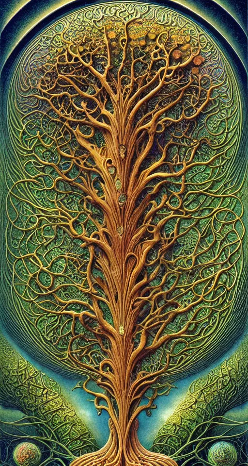 Image similar to tree of life by roger dean and andrew ferez, art forms of nature by ernst haeckel, divine chaos engine, symbolist, visionary, art nouveau, botanical fractal structures, organic, detailed, realistic, surreality