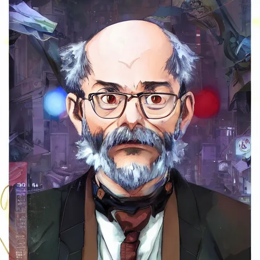 Prompt: An anime portrait of Edmund Husserl, by Stanley Artgerm Lau, WLOP, Rossdraws, James Jean, Andrei Riabovitchev, Marc Simonetti, and Sakimichan, tranding on artstation with a blend of manga-style art, augmented with vibrant composition and color, all filtered through a cybernetic lens, studio lighting, lit by flashing pixel light