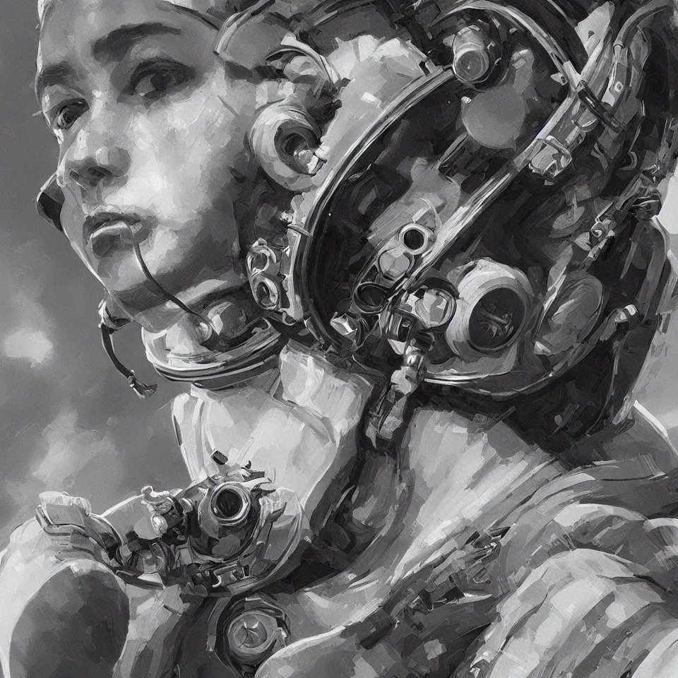 Image similar to an album cover of a detailed portrait of an astronaut wearing headphones art by joon ahn, cinematic, epic composition, hd, digital painting, digital art, concept art, illustration, comic art, stylized, masterpiece, award - winning