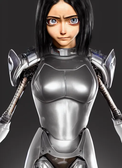 Prompt: Alita Battle Angel, digital animation, trending on artstation, full body portrait, hyper realistic render, 8k