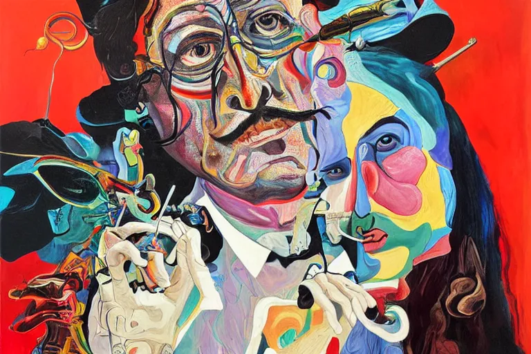 Prompt: portrait of a uncanny painter by Chor Boogie and Salvador Dali collaboration