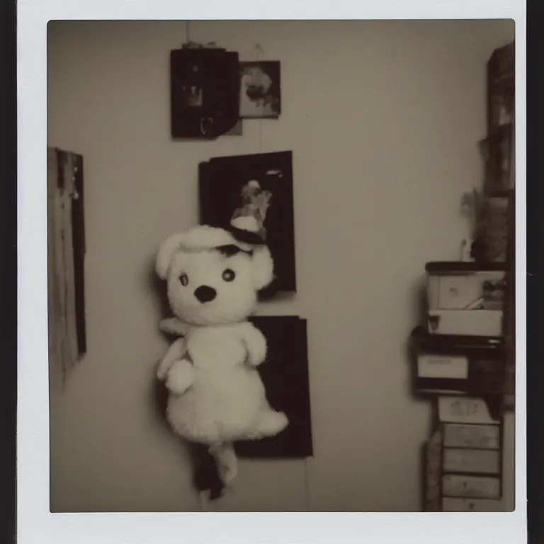 Prompt: Polaroid photo of Rika furude fumo plush in the backrooms