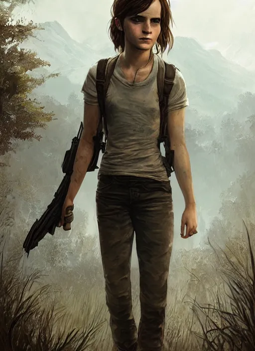 Image similar to highly detailed full body portrait of emma watson the last of us art, seductive, unreal engine, fantasy art by greg rutkowski