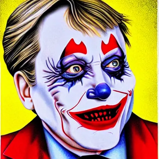 Prompt: angela merkel is the joker, airbrush art, drew struzan illustration art, key art, portrait