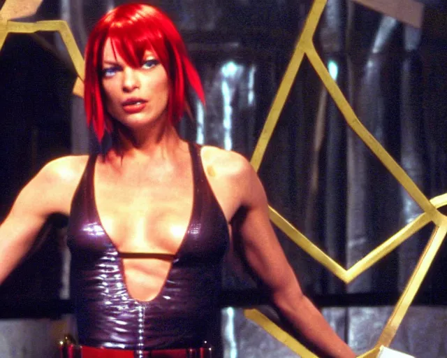 Prompt: mila jovovich as leeloo from the 5th element showing off her carpentry skills on america's got talent, 4k tv still, cdx