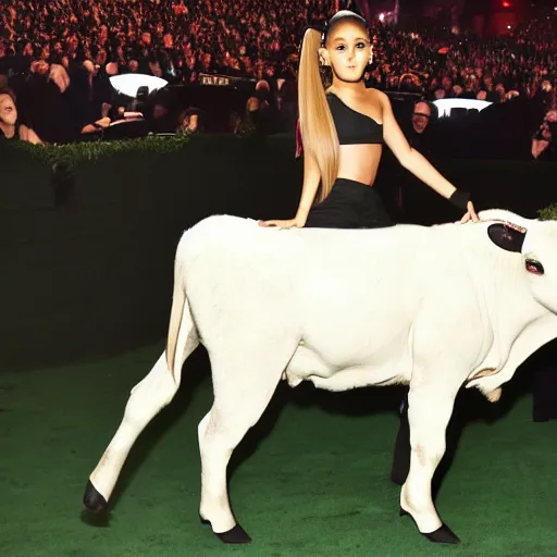 Prompt: ariana grande is a cattle from space