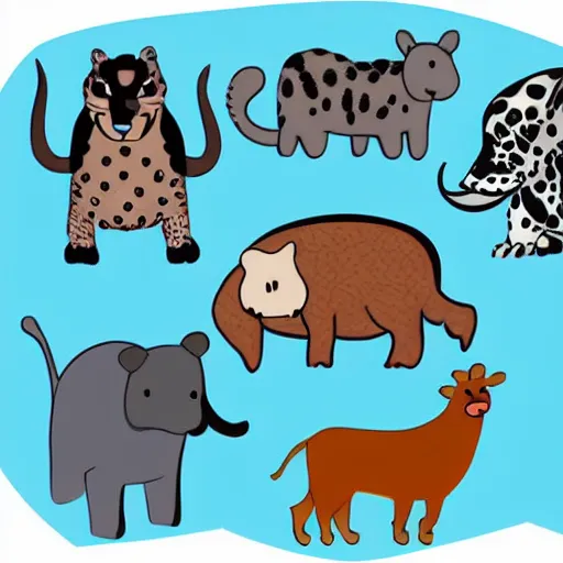 Prompt: animals clipart round