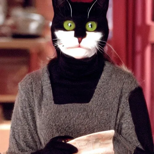 Image similar to salem the cat on sabrina the teenage witch 1 9 9 0 s sitcom, tv still, funny picture