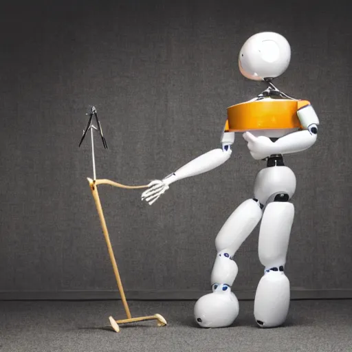 Image similar to weird humanoid robot juggling 5 clubs, glamour shot