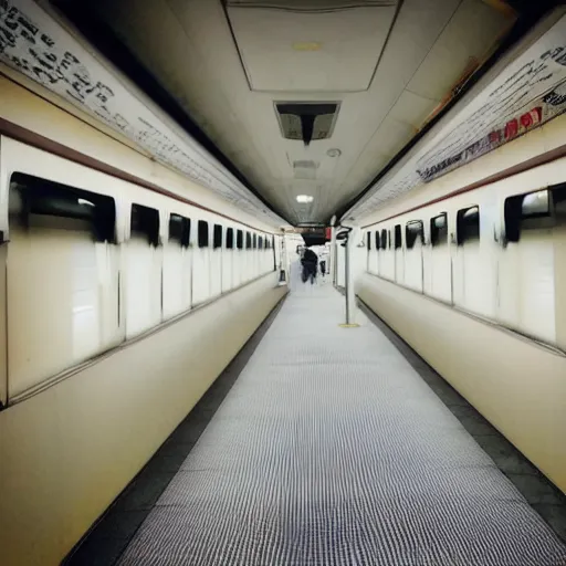 Prompt: photo of the inside of an empty Japanese train