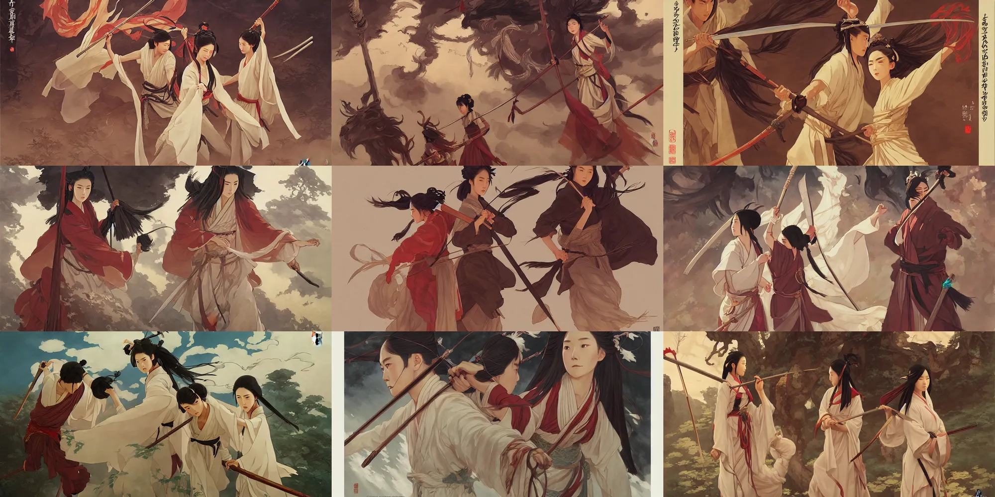 Prompt: wuxia, temple, in the style of studio ghibli, j. c. leyendecker, greg rutkowski, artem