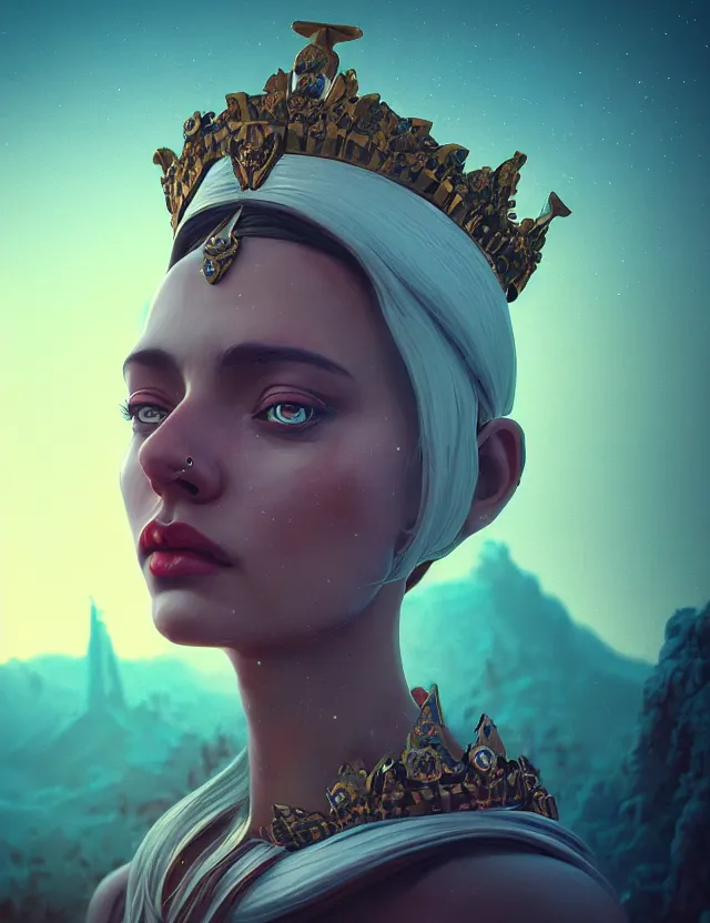 Prompt: blurred background. close-up portrait of a goddess in crown, by Anka Zhuravleva, Anato Finnstark and Alena Aenami, Angus McKie. unreal engine