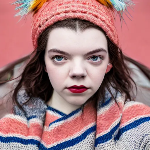 Image similar to anya taylor joy portrait, canon eos r 3, f / 1. 4, iso 2 0 0, 1 / 1 6 0 s, 8 k, raw, unedited, symmetrical balance, in - frame