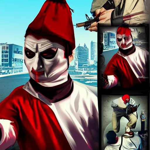 Image similar to pulcinella as gta poster hero, popular art, trending on artstation