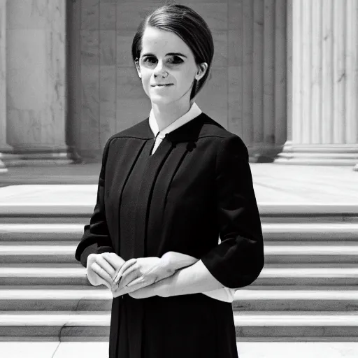 Image similar to us supreme court chief justice emma watson, official government photo, photo by cameldeath