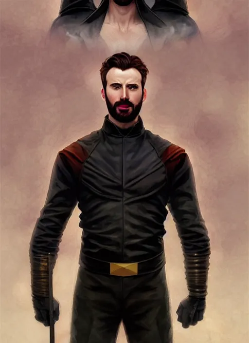 Prompt: Chris Evans as Lucifer morningstar, slight smile, highly detailed, digital painting, artstation, concept art, sharp focus, illustration, art by wlop and J. C. Leyendecker and Edmund Bliar Leighton and Charlie Bowater