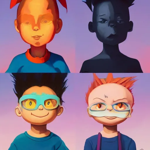 Image similar to face icon stylized minimalist rugrats, loftis, cory behance hd by jesper ejsing, by rhads, makoto shinkai and lois van baarle, ilya kuvshinov, rossdraws global illumination