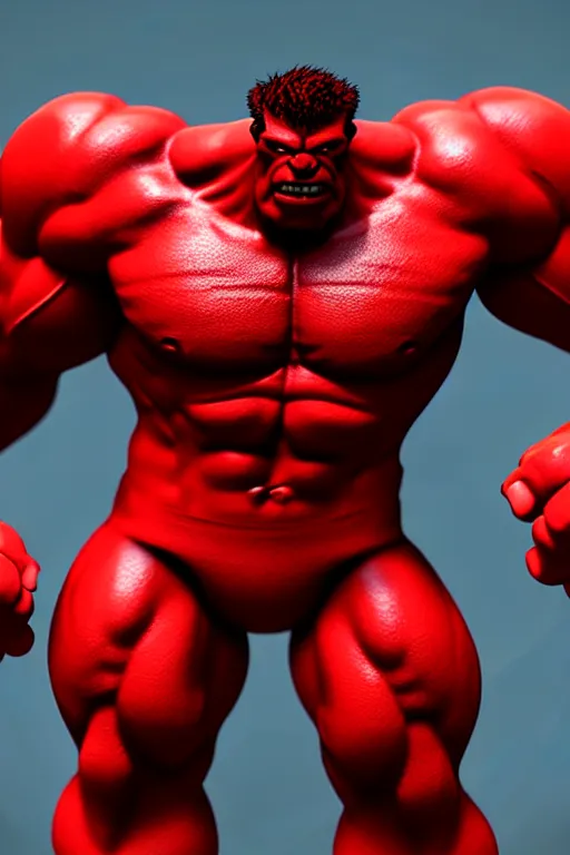 Prompt: 3d print of red hulk, cinematic, photograph