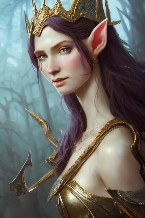 Prompt: elf princess, highly detailed, d & d, fantasy, highly detailed, digital painting, trending on artstation, concept art, sharp focus, illustration, global illumination, shaded, art by artgerm and greg rutkowski and fuji choko and viktoria gavrilenko and hoang lap