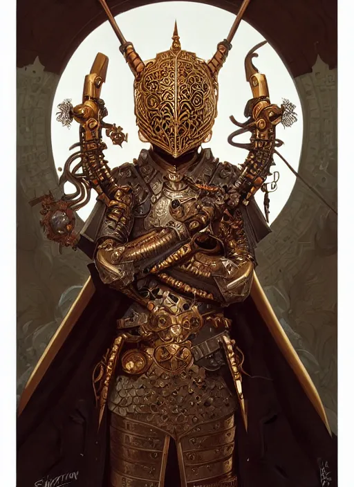 Image similar to symmetry!! portrait of a rat warrior wearing detailed ornate armor and helmet, intricate, elegant, highly detailed, my rendition, digital painting, behance, concept art, smooth, sharp focus, illustration, art by artgerm and greg rutkowski and alphonse mucha and huang guangjian and gil elvgren and sachin teng